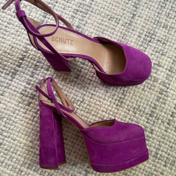 NEW Schutz Luan Suede Platform Pump in Bright Violet 8.5 - Picture 2 of 8